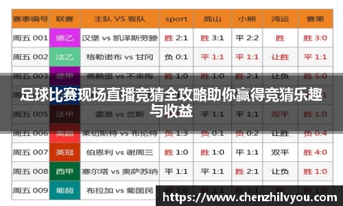 足球比赛现场直播竞猜全攻略助你赢得竞猜乐趣与收益